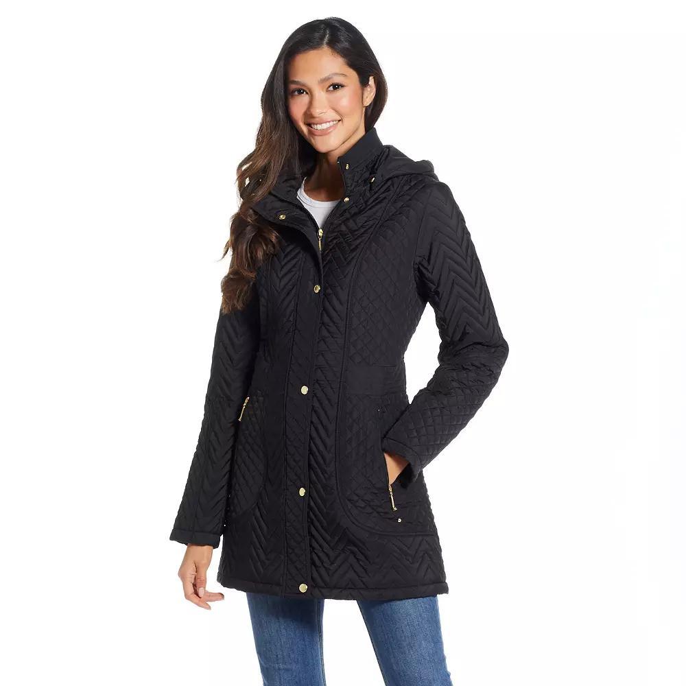 Plus Size Weathercast Hooded Quilted Walker Jacket, Women's, Size: 2XL, Black Product Image