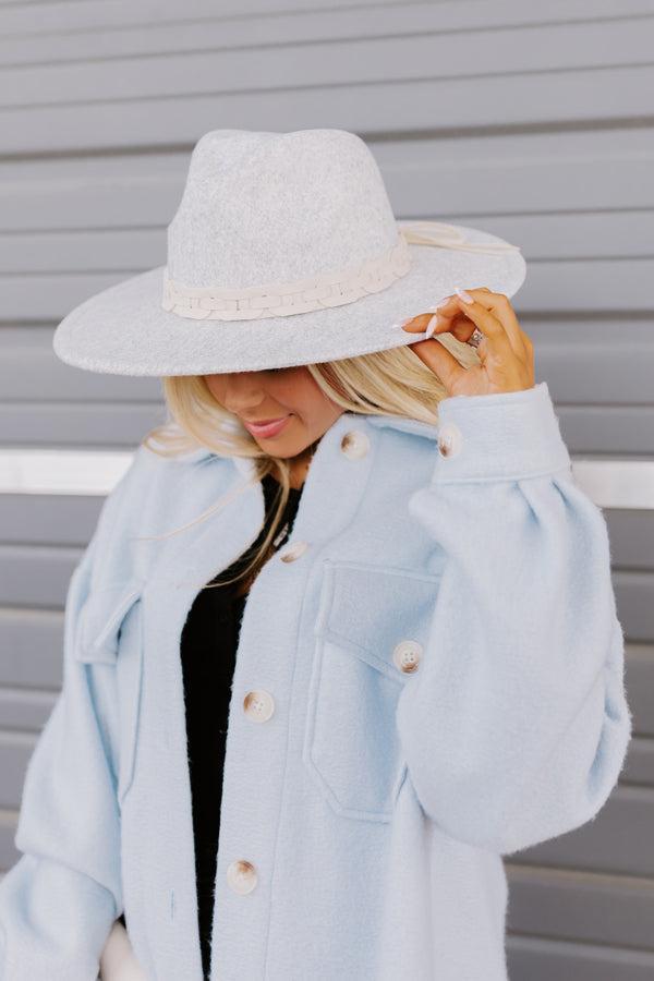 Sweet Charisma Felt Fedora In Grey Product Image