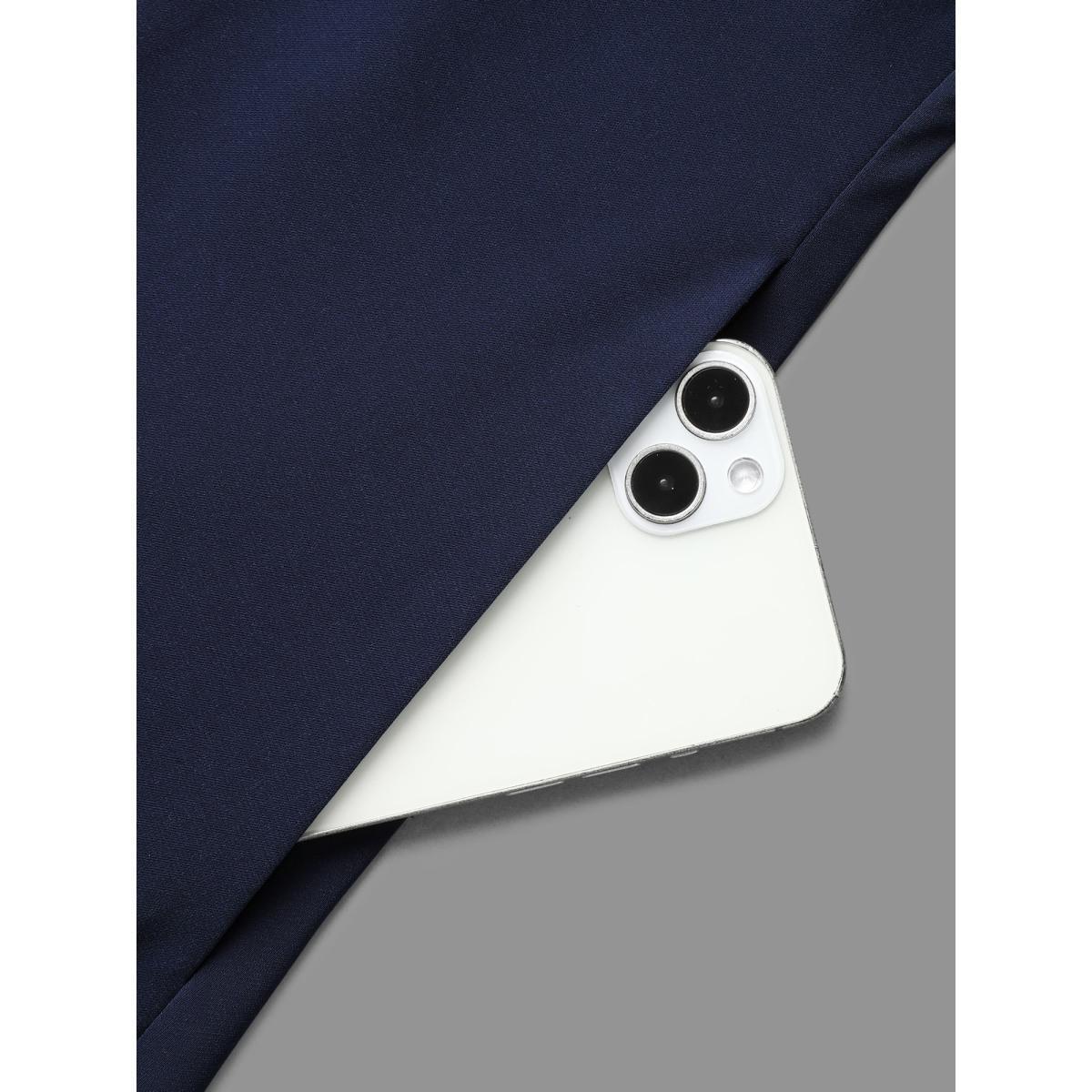 Plus Size Color-Block Stretchy Waist-Cinched Pockets Dress Indigo Women At the Office Belted Boat Neck Long Sleeve Curvy BloomChic 14-16/1X Product Image