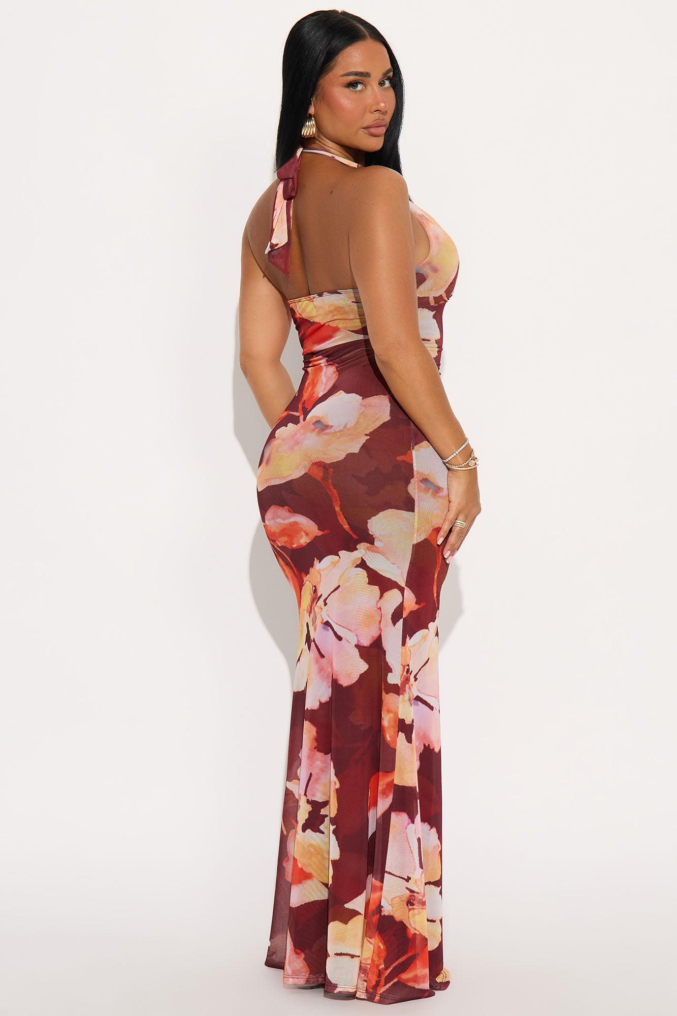 Michelle Mesh Maxi Dress - Brown/combo Product Image
