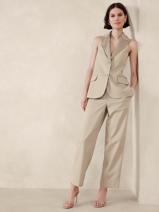Linen-Blend Tuxedo Tapered Pant Product Image