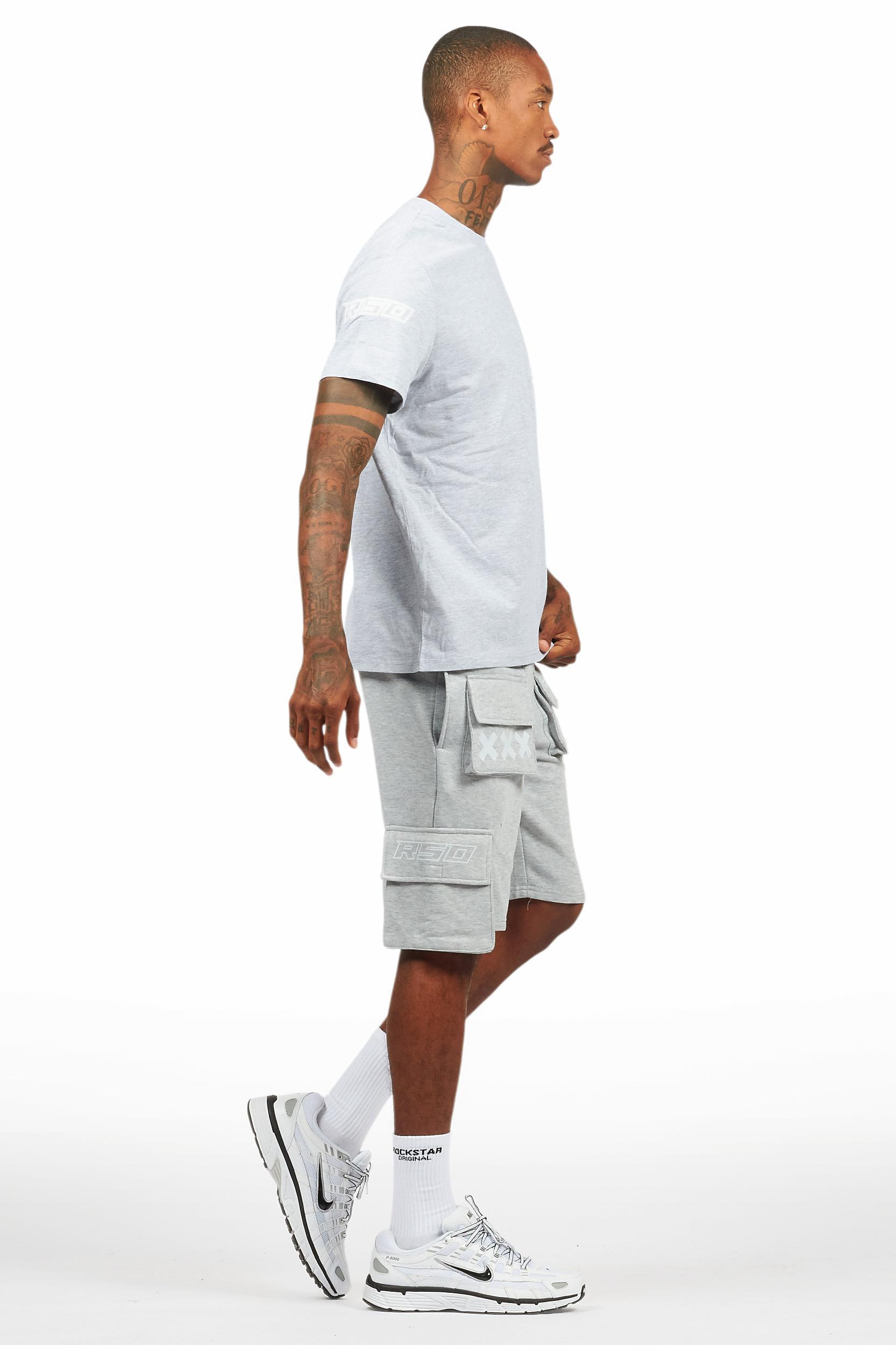 Jash Heather Grey/White Short Set Male Product Image
