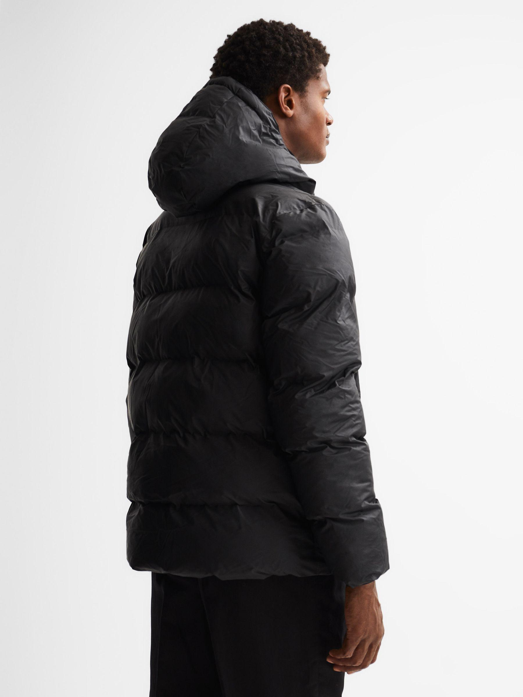 Rains Hooded Puffer Jacket in Black Product Image