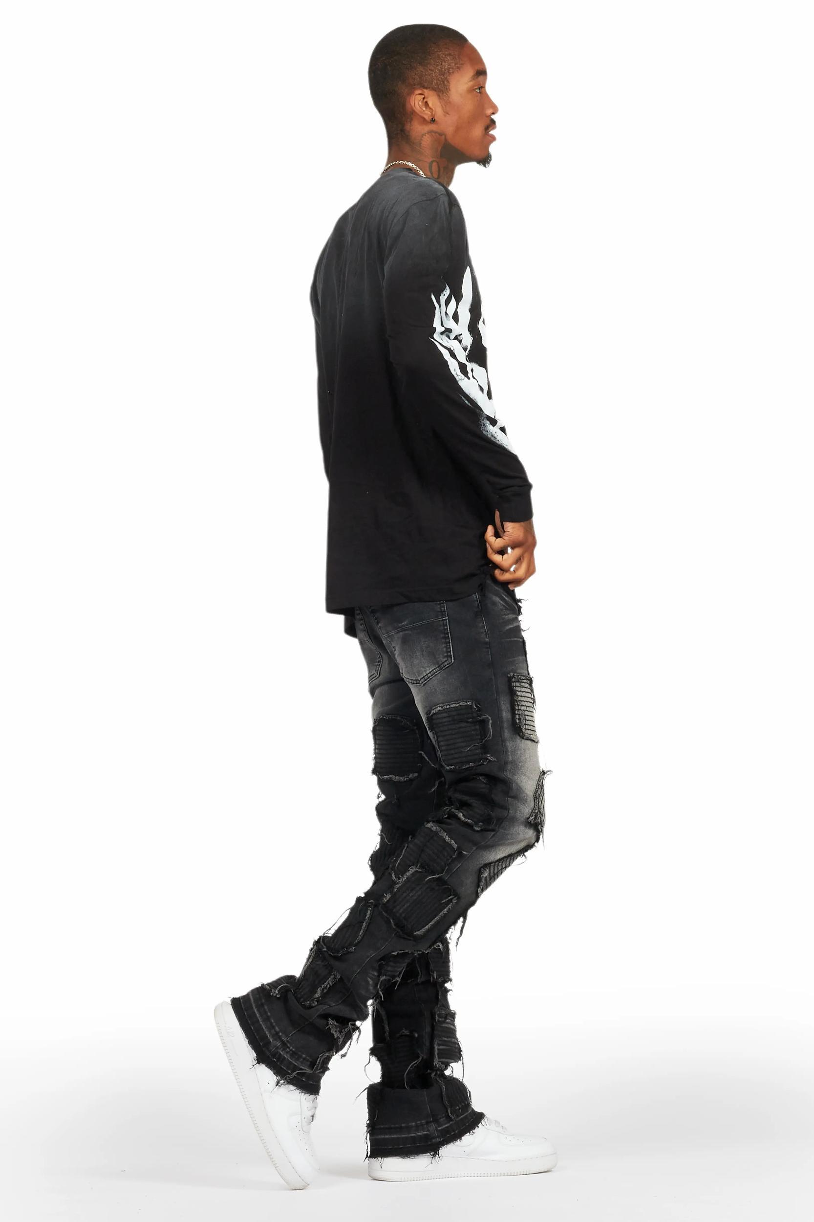 Gawel Grey Stacked Flare Jean Male Product Image
