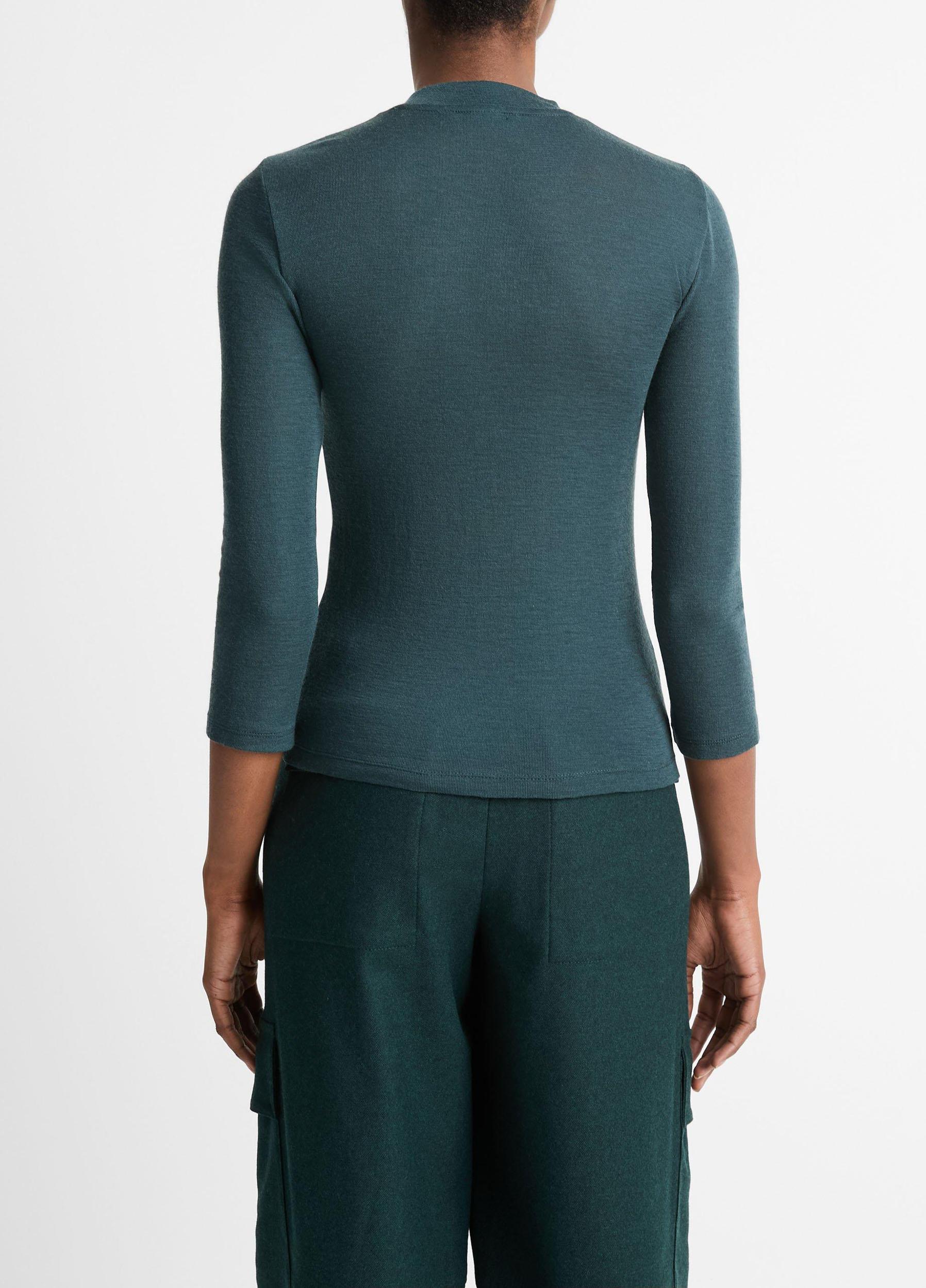 Womens Wool Three-quarter-Sleeve Mock-Neck Top, Dark Rosewood, Size M Vince Product Image