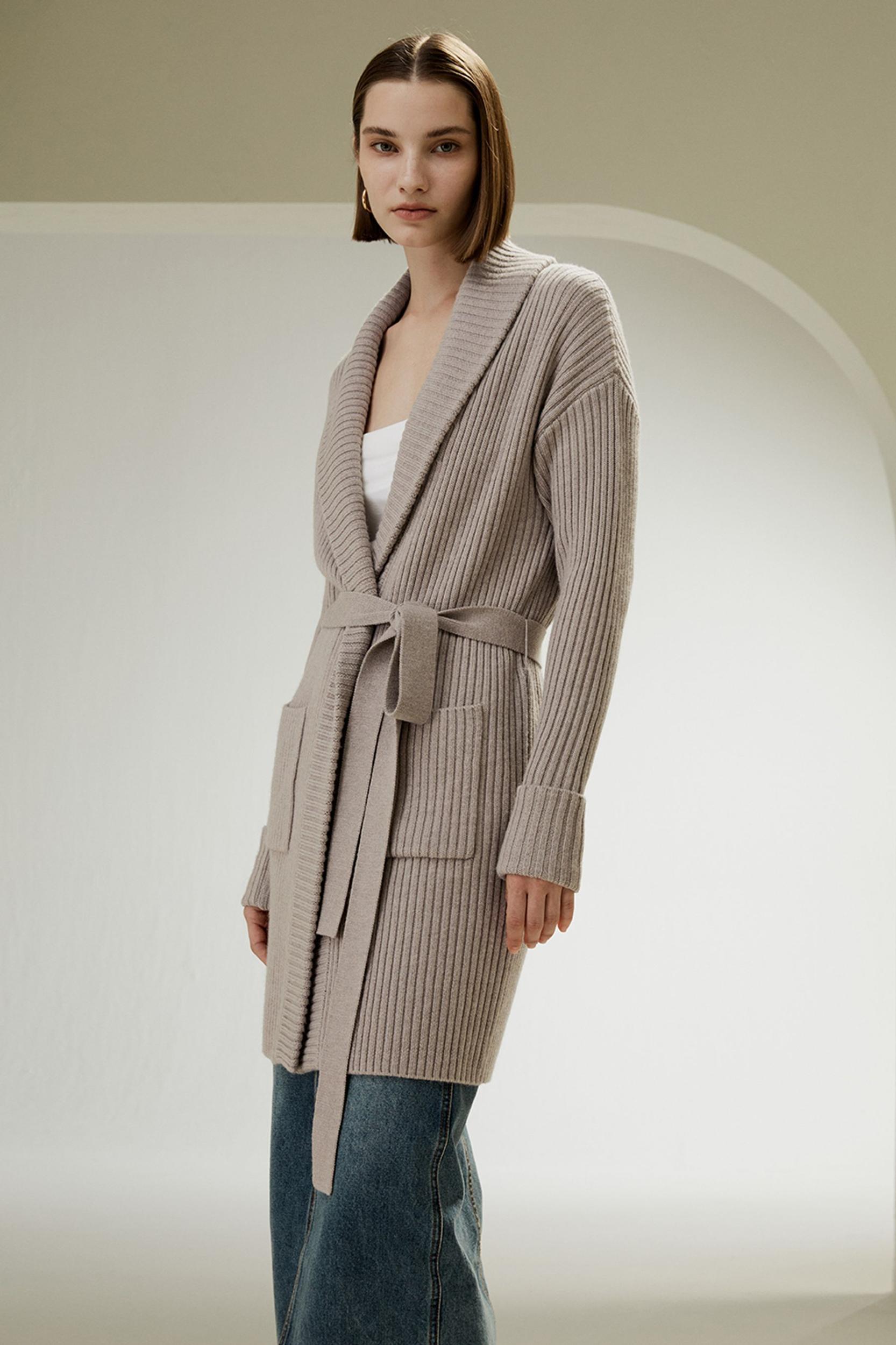 Merino Wool Shawl Collar Cardigan Product Image