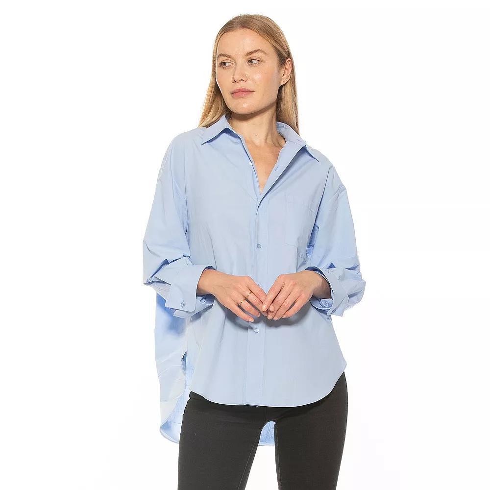 Women's ALEXIA ADMOR Amber Classic Boyfriend Fit Button Down Shirt, Size: XL, Blue Product Image
