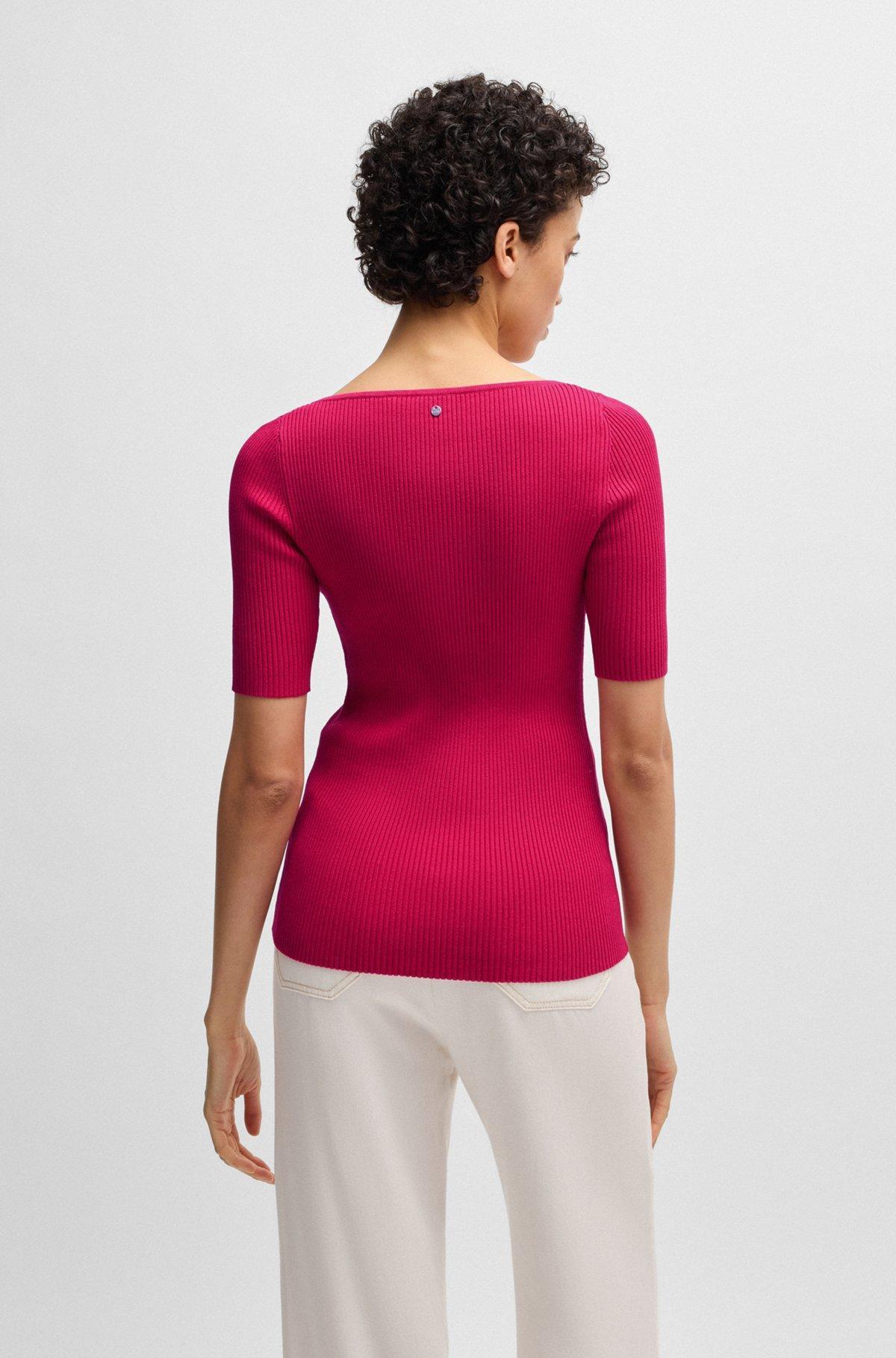 BOSS - Knitted sweater with V neckline in slim fit - Black Product Image