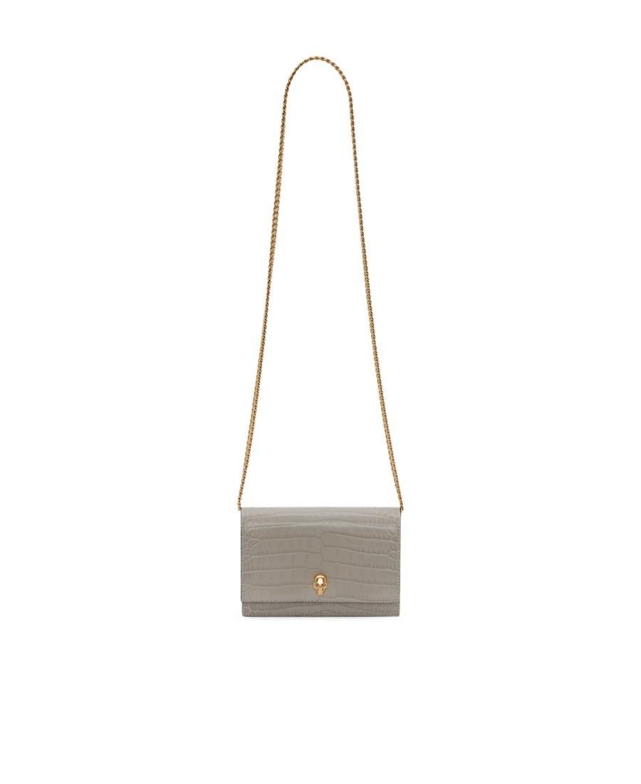 ALEXANDER MCQUEEN Crocodile-effect Leather Mini Bag In Brown Product Image