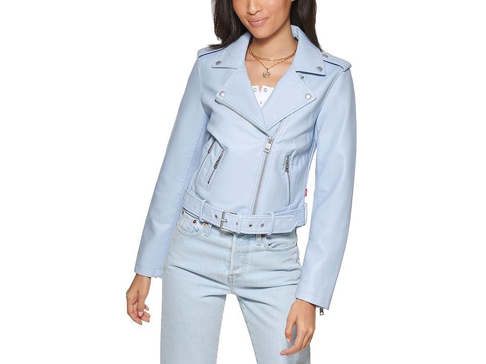 Womens Levis Belted Faux Leather Motorcycle Jacket Product Image