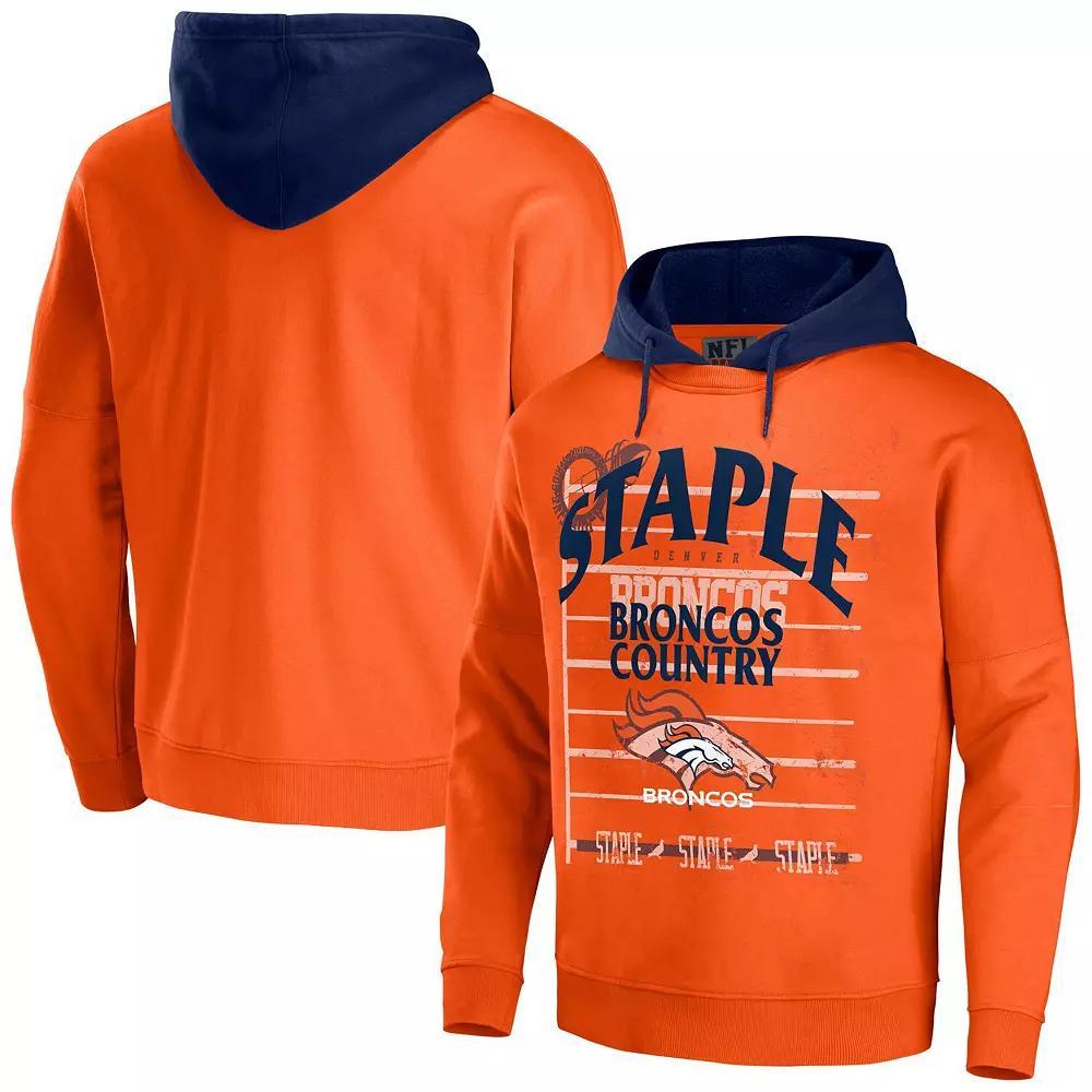Men's NFL x Staple Orange Denver Broncos Throwback Vintage Wash Pullover Hoodie, Size: Medium Product Image