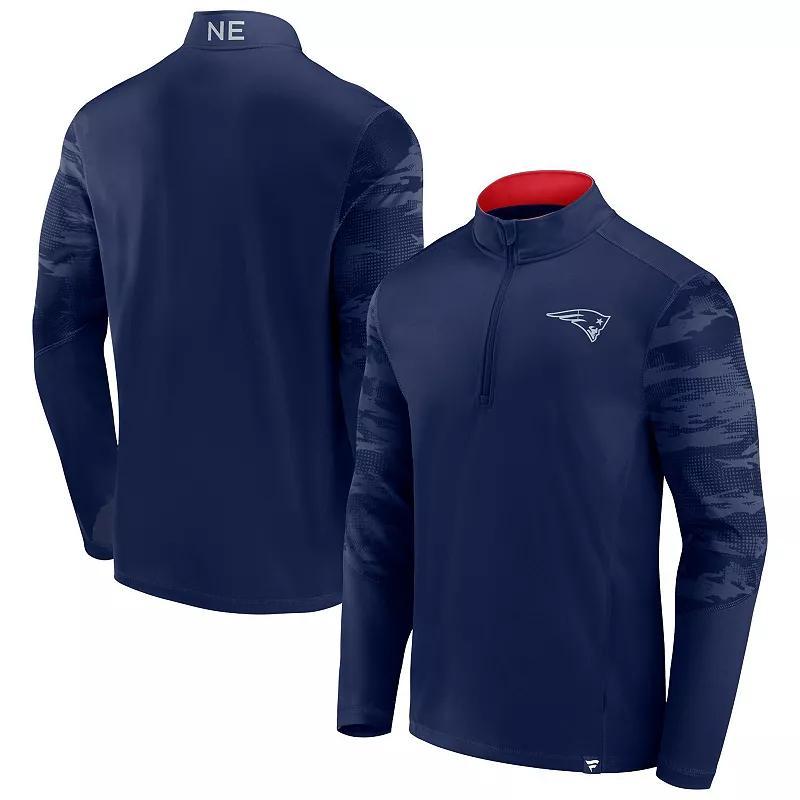Men's Fanatics Branded College Navy Seattle Seahawks Ringer Quarter-Zip Jacket, Size: 3XL, Blue Product Image