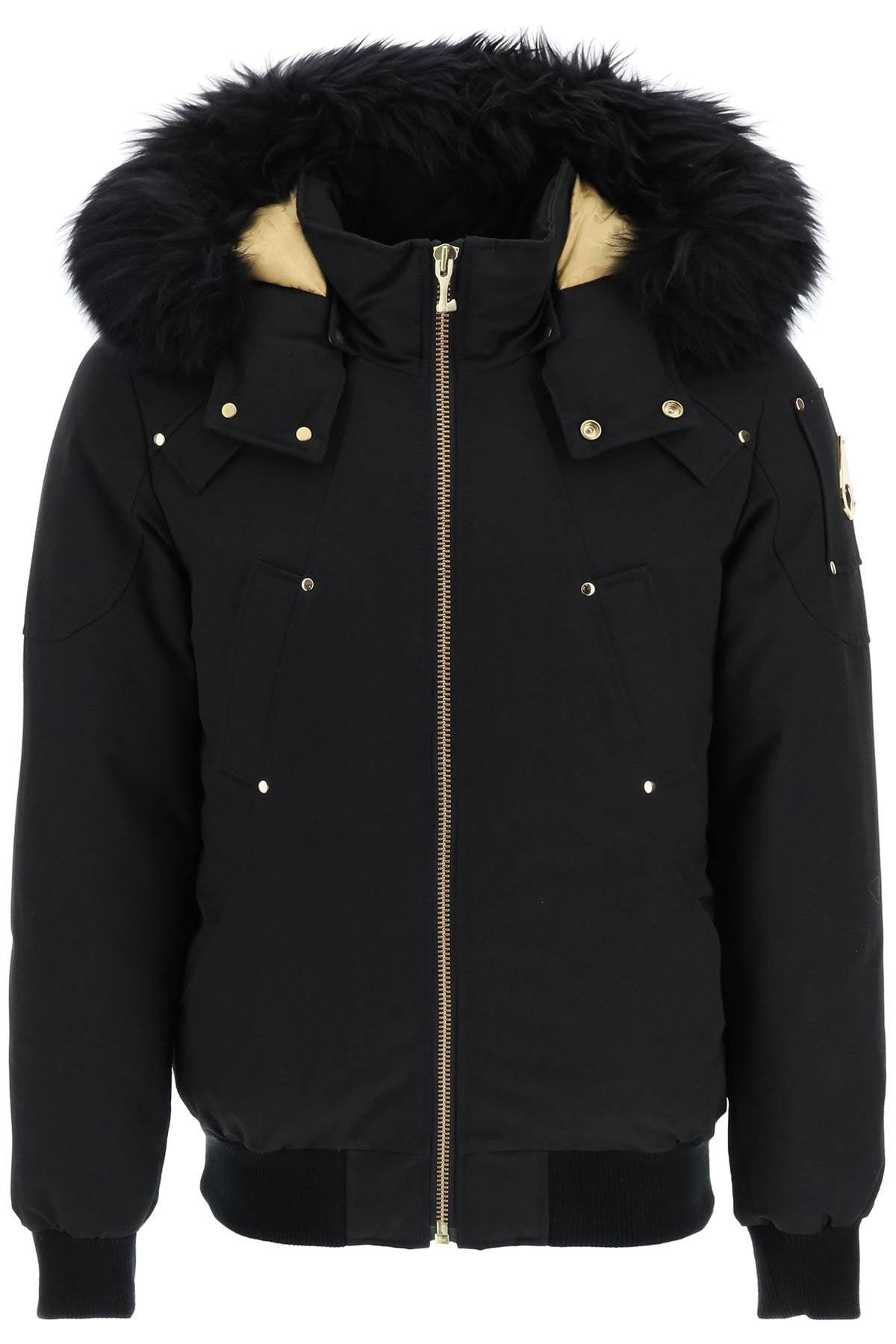 Moose knuckles Mens Little Rapids Black Bomber with Black Shearling Product Image