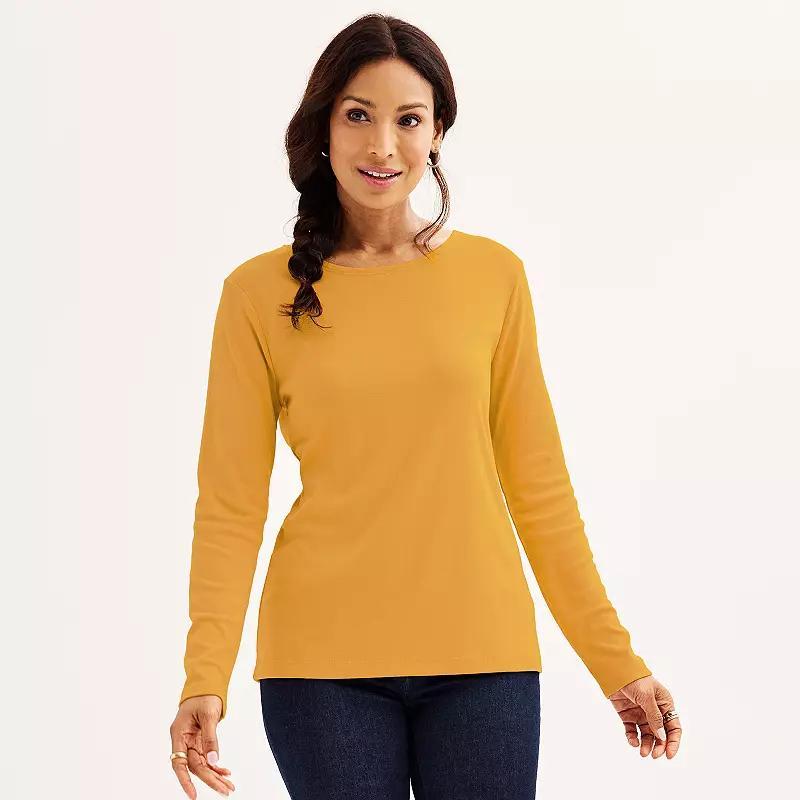 Women's Croft & Barrow® Essential Long-Sleeve Crewneck Tee, Size: Large, Wilder Blue Product Image