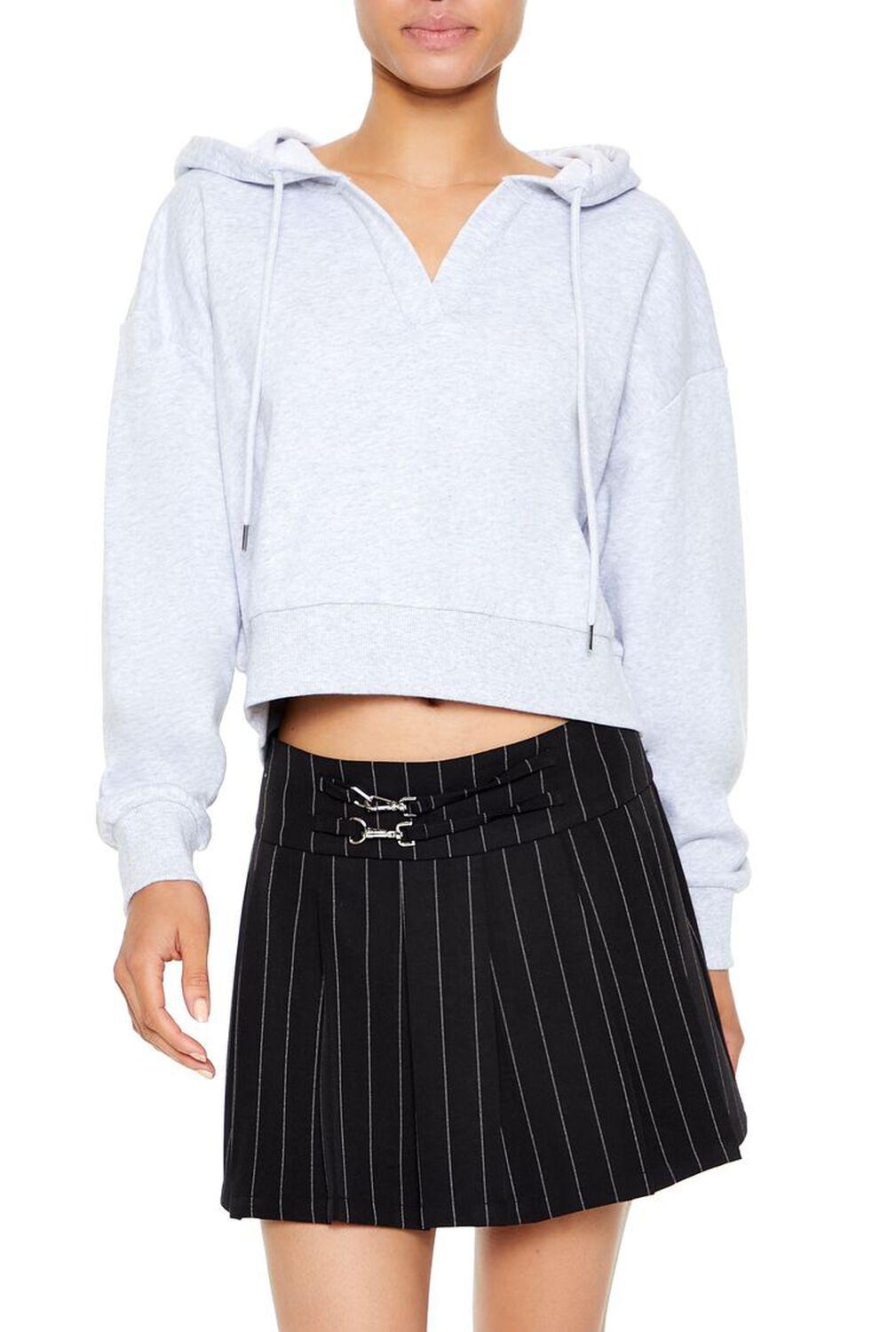 Active Cropped Split-Neck Hoodie | Forever 21 Product Image