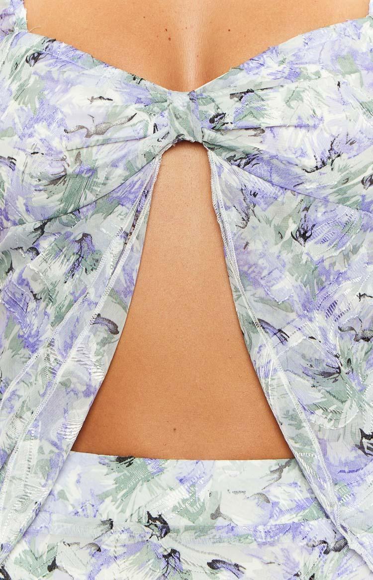 Caspian Purple Floral Print Chiffon Top Product Image