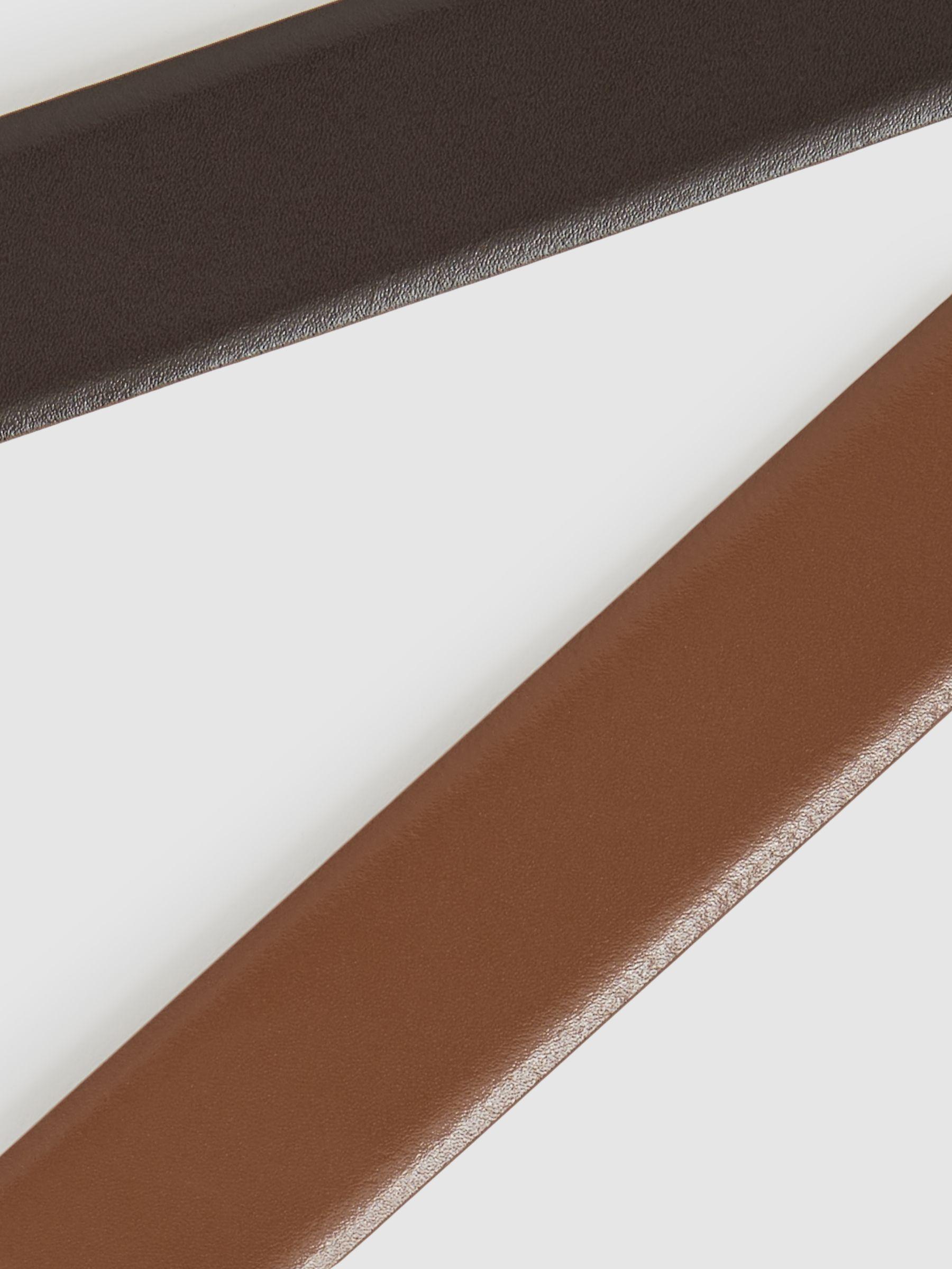 Leather Reversible Belt in Tan/Dark Brown Product Image