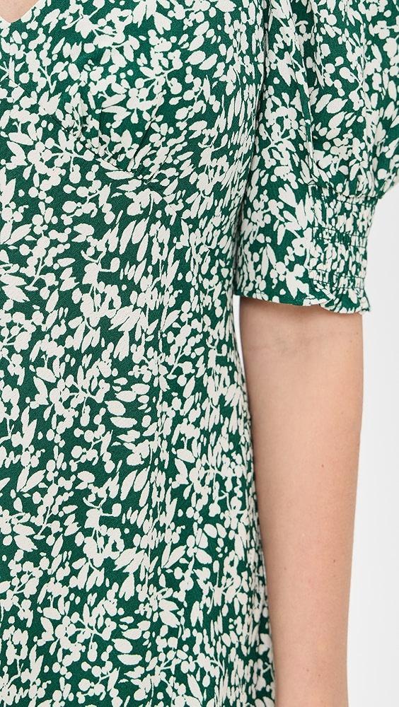 Madewell Crepe V Neck Green Printed Mini Dress | Shopbop Product Image