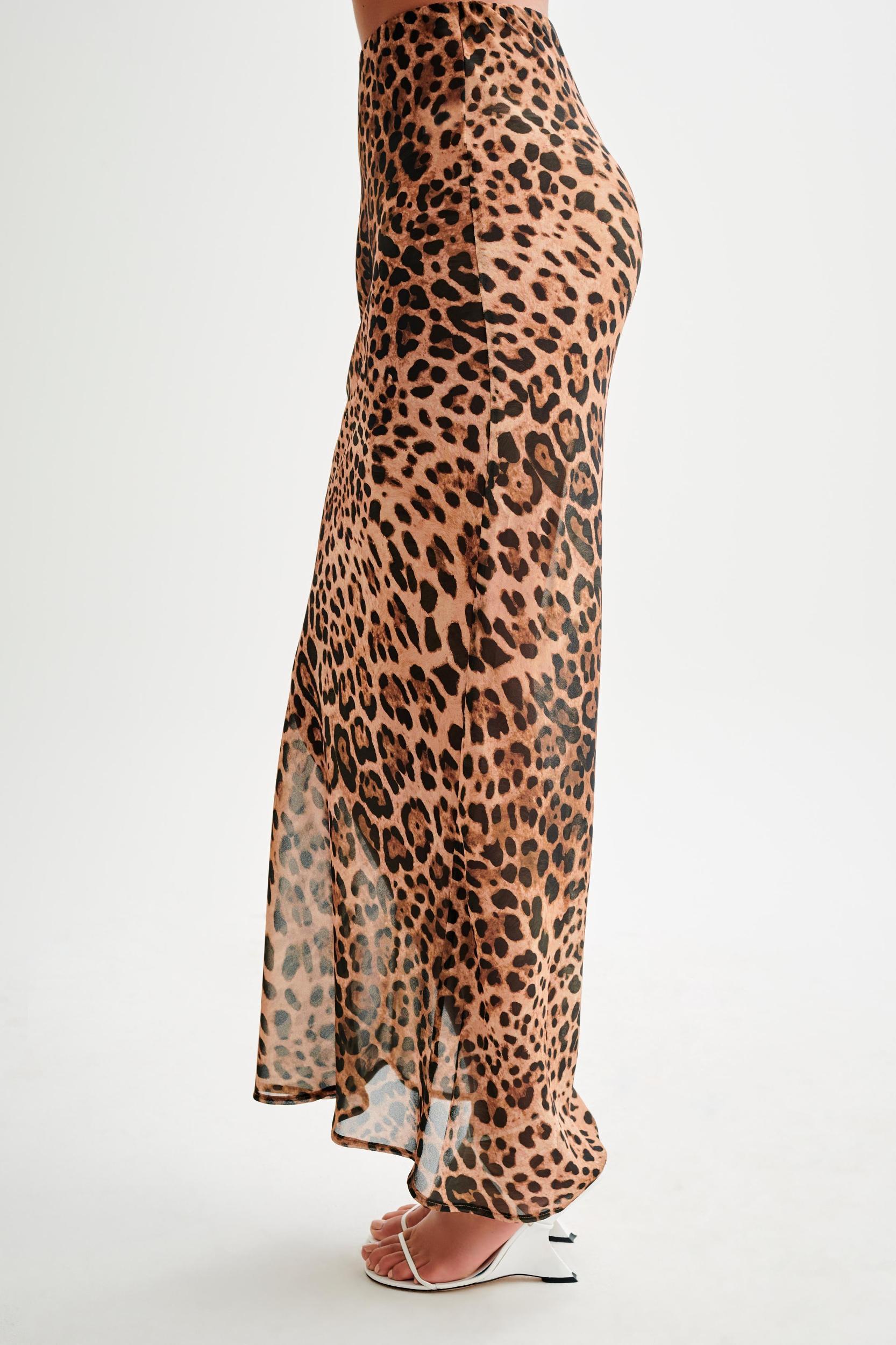 Yvonne Chiffon Maxi Skirt - Leopard Print Product Image