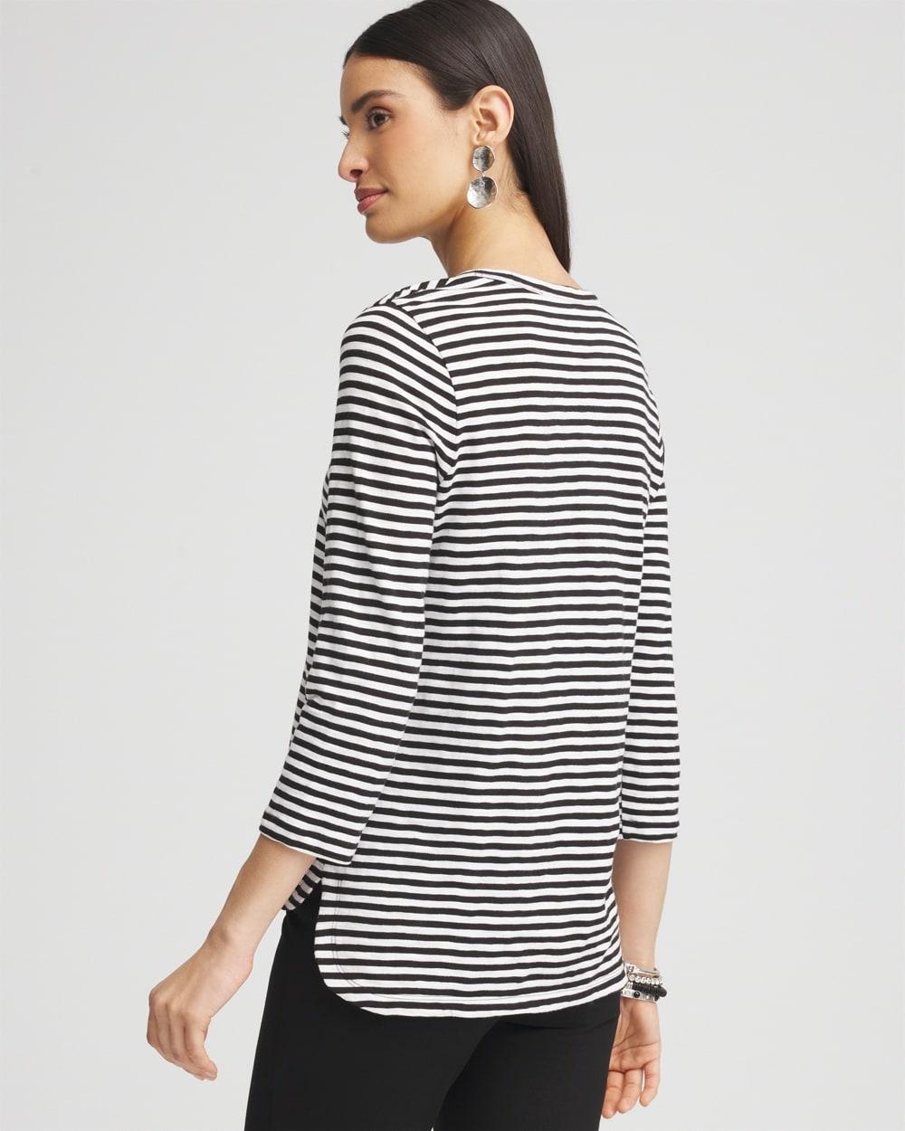 Striped Slub 3/4-Sleeve Tee Product Image
