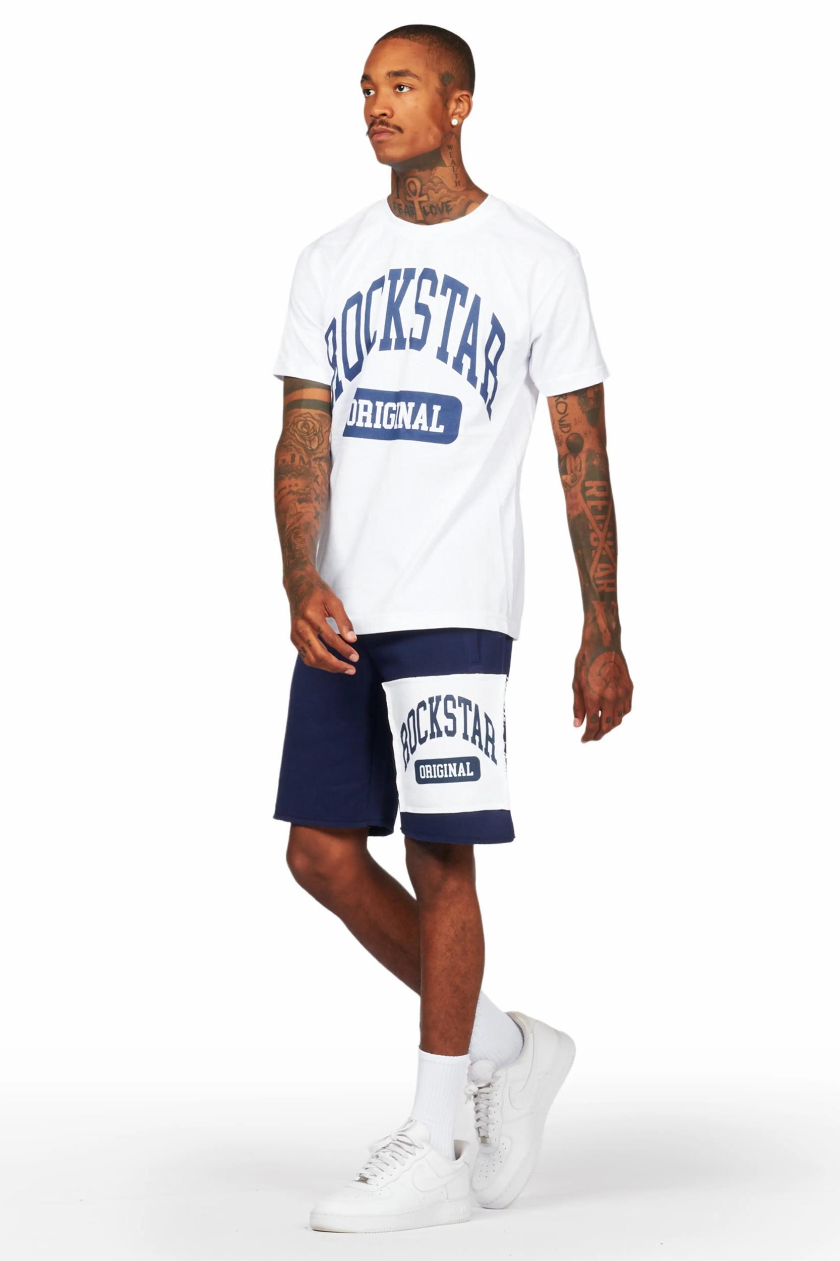 Jain White/Navy T-Shirt/Short Set Male Product Image