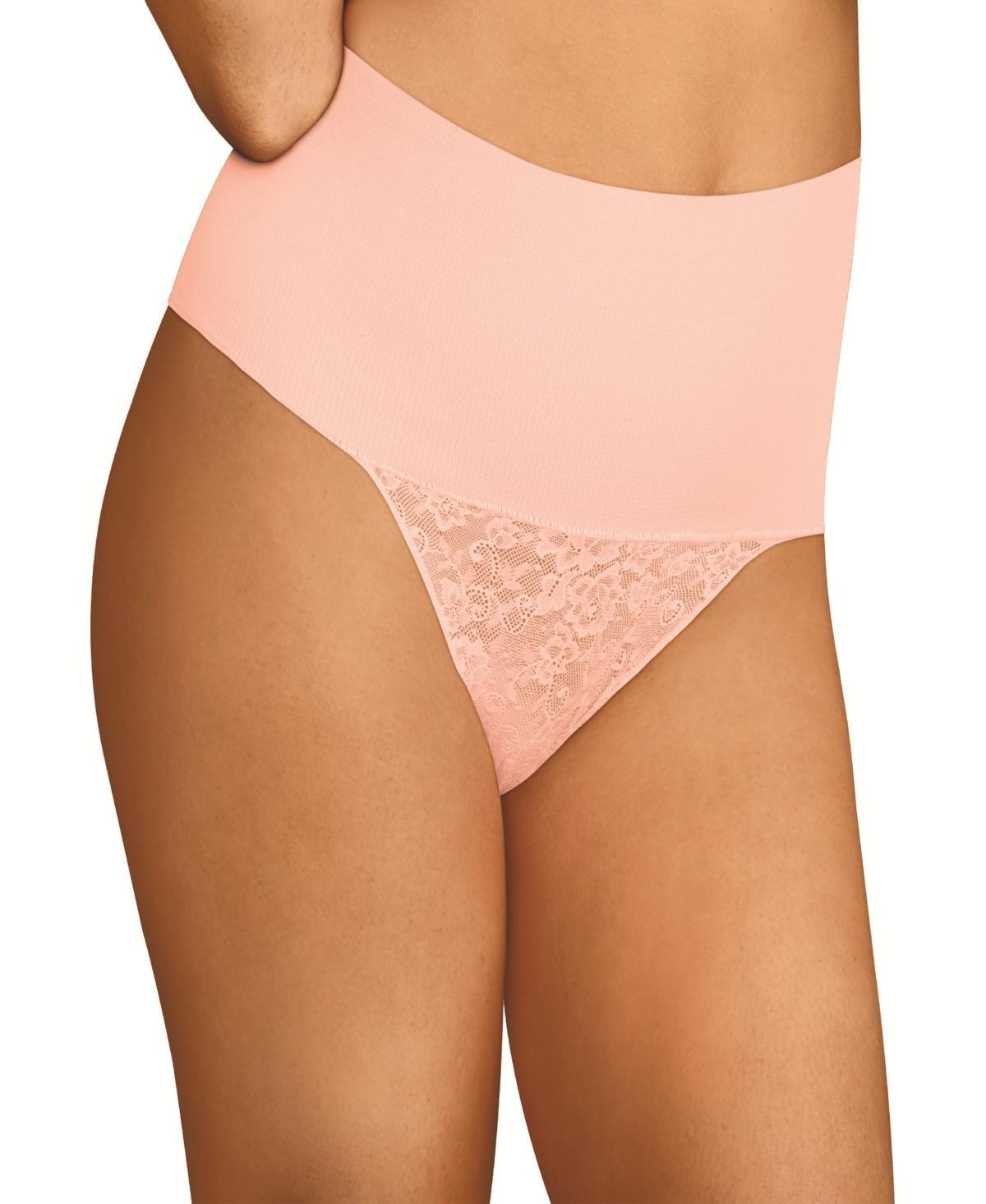 Maidenform Firm Control Shapewear Tame Your Tummy Lace Thong Panty 0049, Women's, Size: Medium, Nude Transparent Lace Product Image