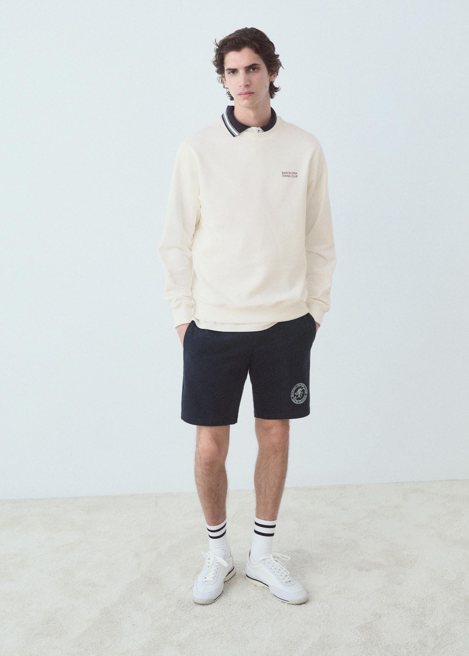 Cotton sweatshirt with printed text - Men | MANGO USA Product Image