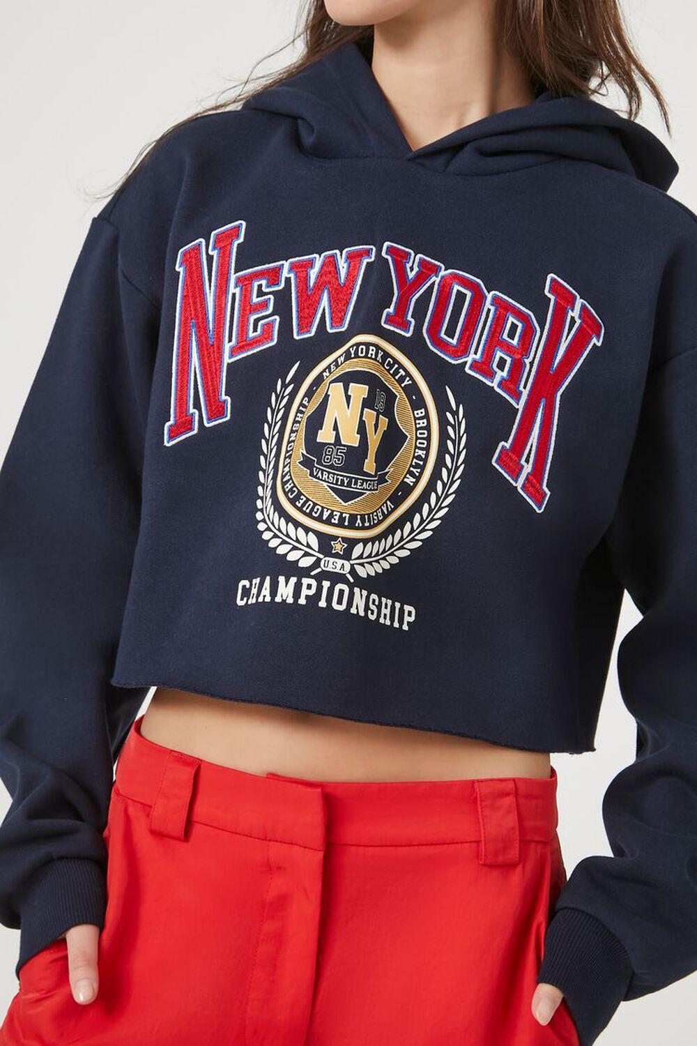 Cropped New York Fleece Hoodie | Forever 21 Product Image