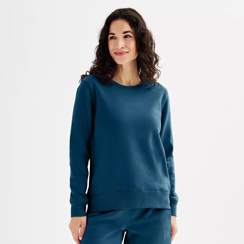 Women's Tek Gear® Ultrasoft Fleece Crewneck Sweatshirt, Size: Medium Tall, Blue Crayon Product Image