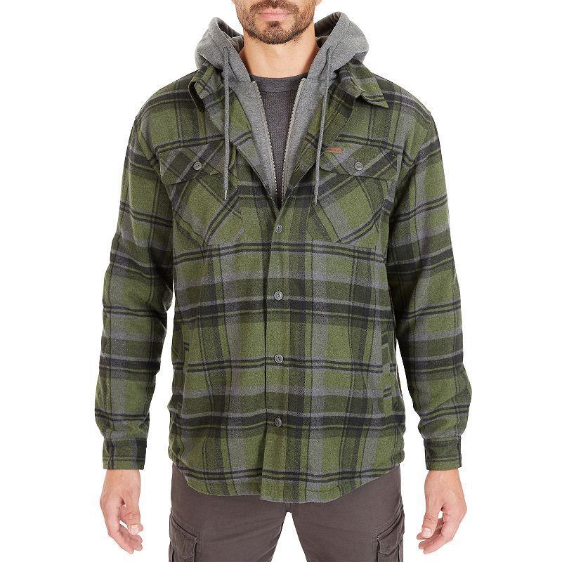 Big & Tall Smith's Workwear Sherpa-Lined Hooded Flannel Shacket, Men's, Size: 3XB, Blue Product Image