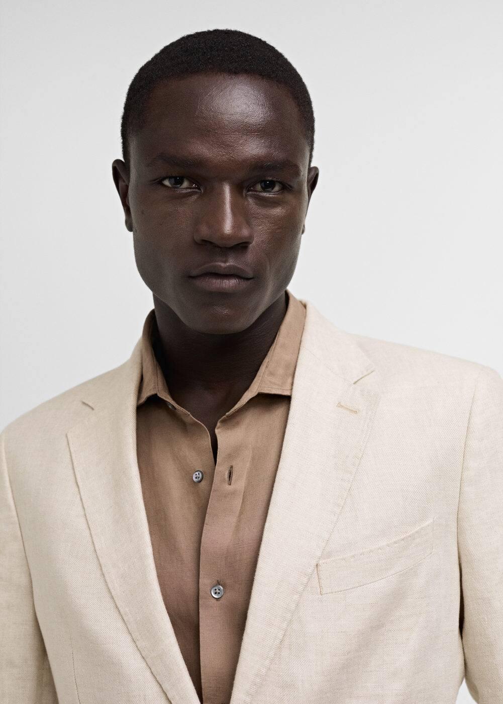 100% linen slim-fit suit blazer - Men | MANGO USA Product Image