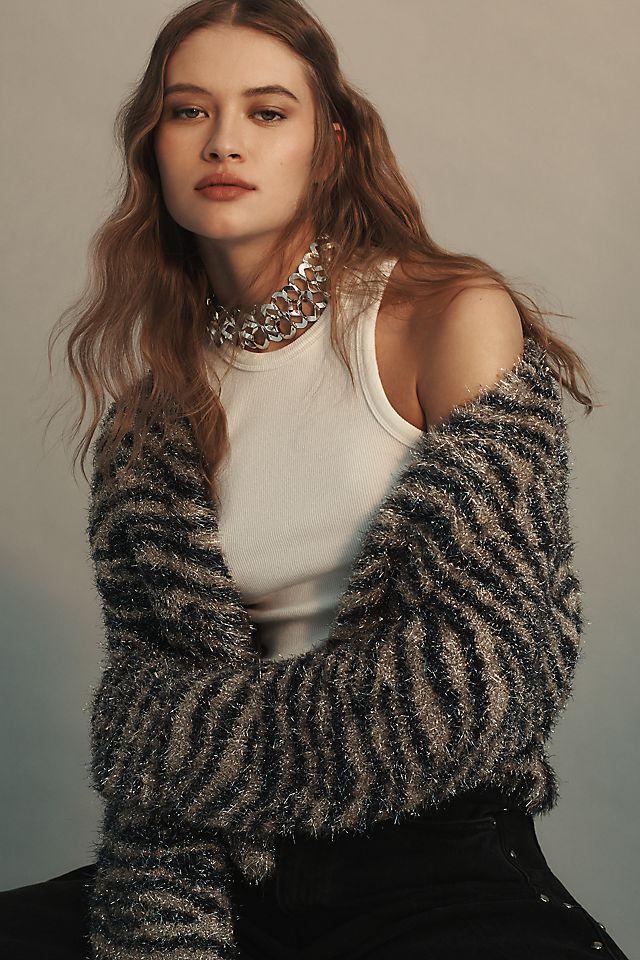Pilcro Fuzzy Animal Print Cardigan Sweater Product Image