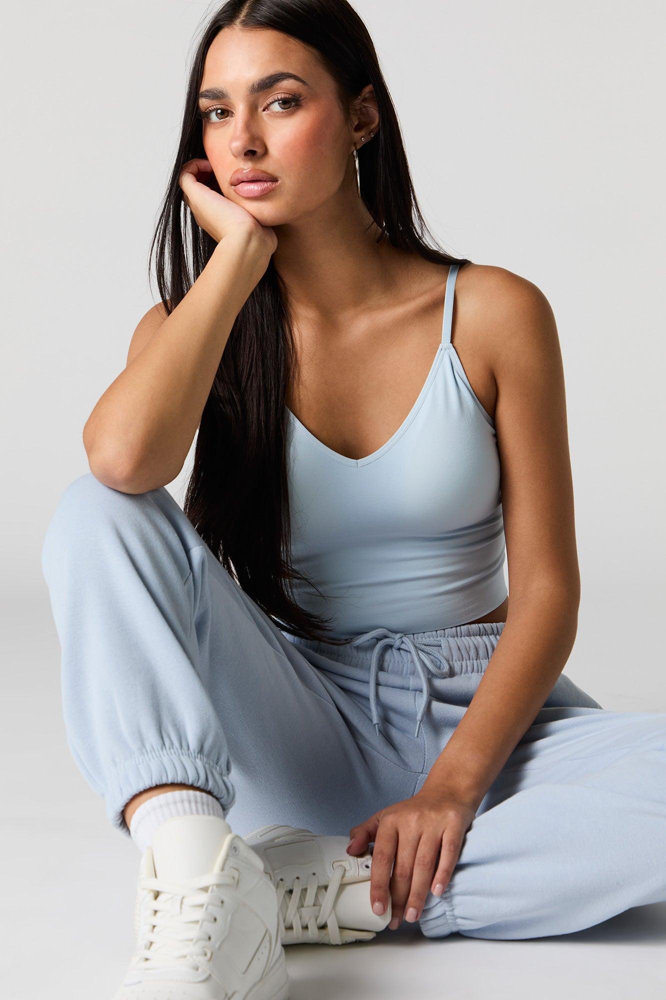 Seamless V-Neck Cami with Built-In Bra Cups Female Product Image