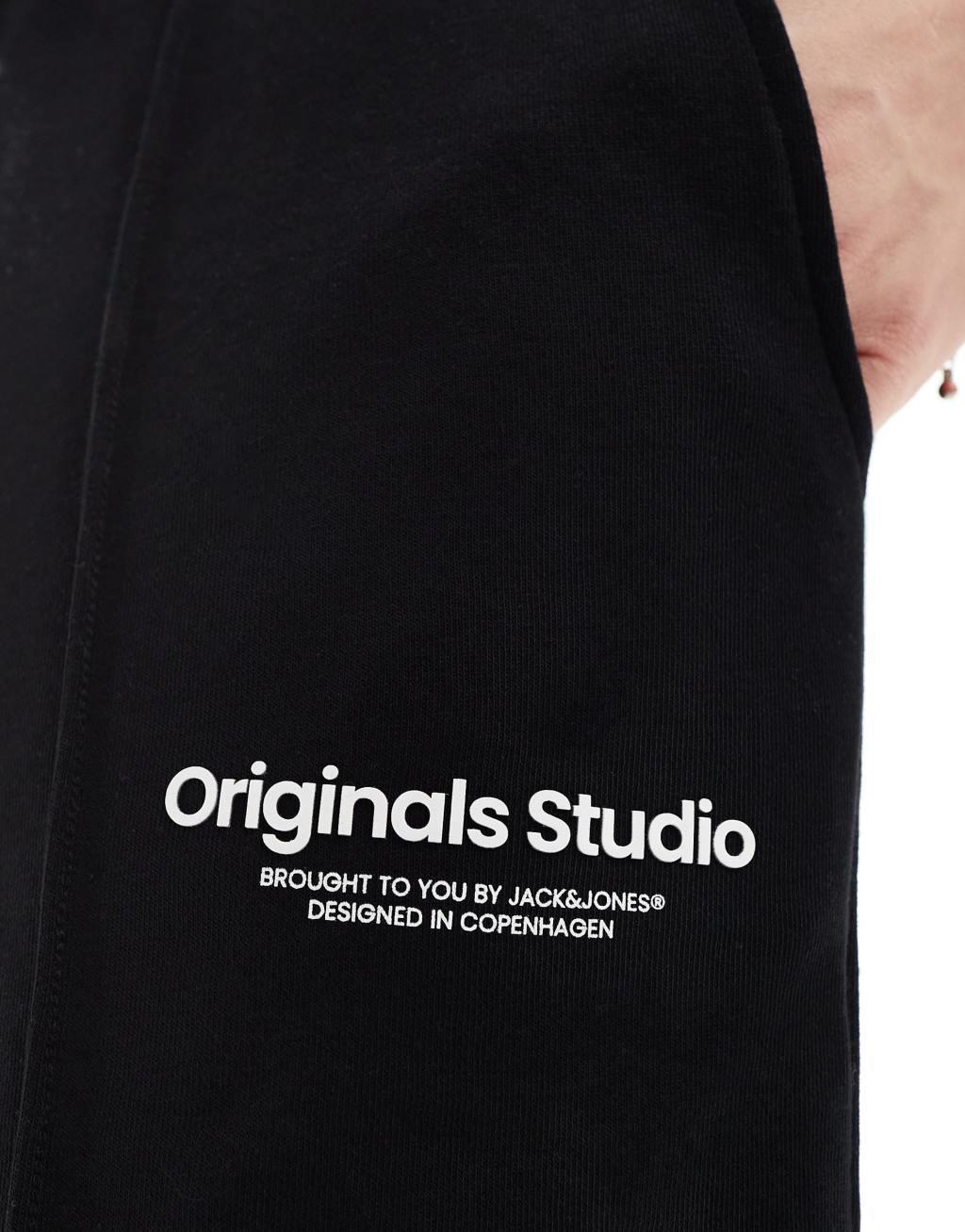 Jack & Jones loose fit jersey shorts with logo in black  Product Image