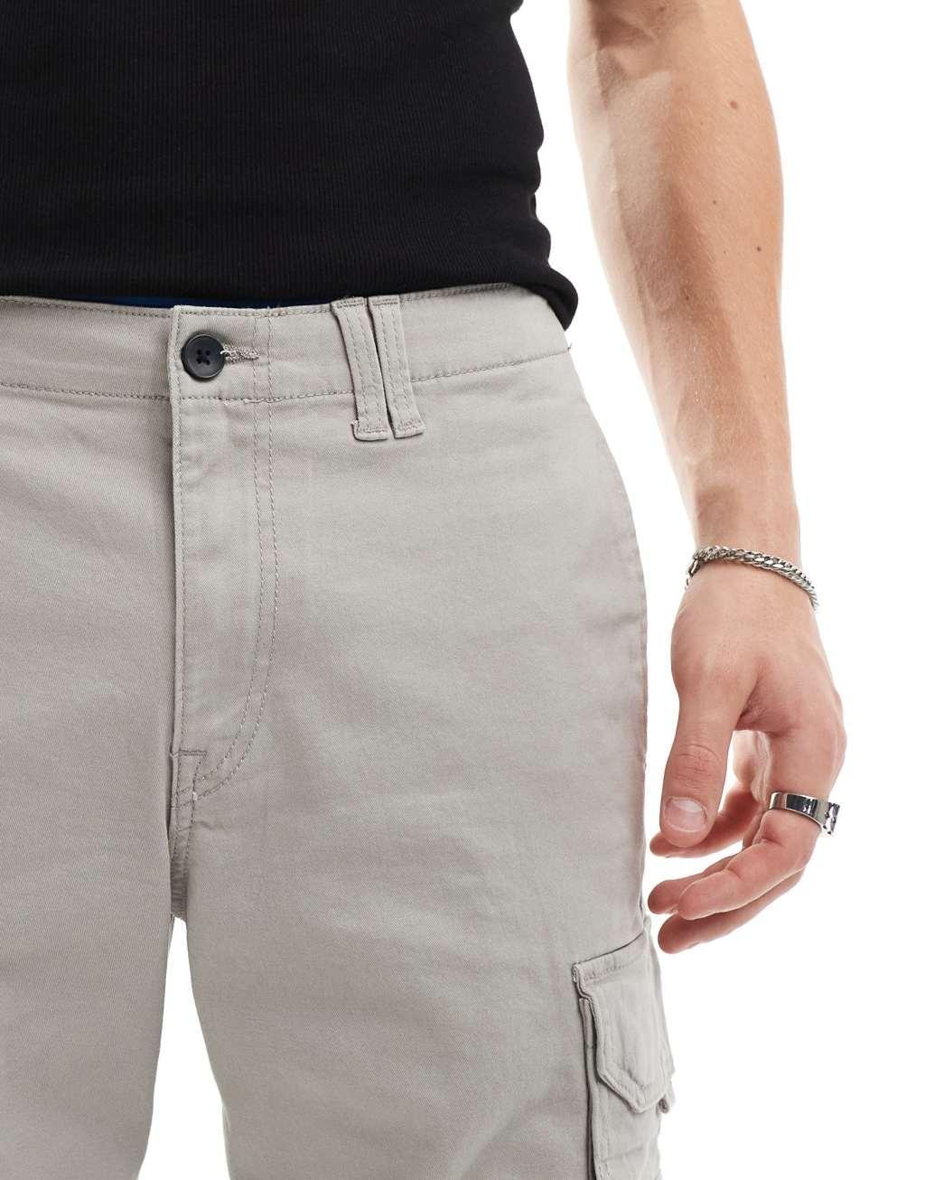 ADPT wide fit cargo short in light gray  Product Image