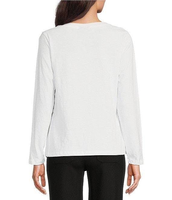 APNY Lace-Up Side-Tie Crew Neck Long Sleeve Top Product Image