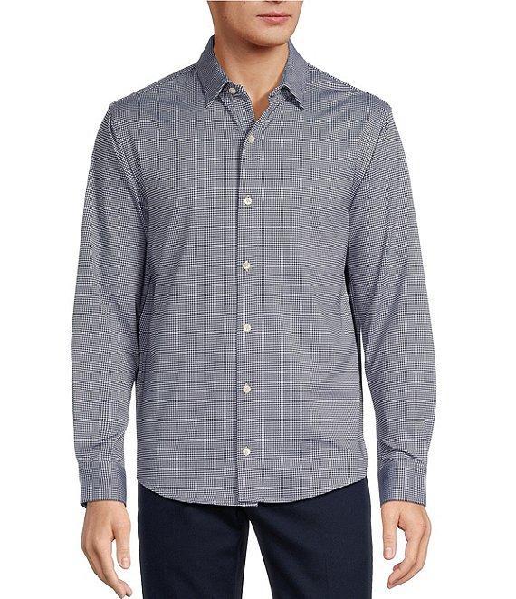 Roundtree & Yorke Performance Long Sleeve Mini Check Coat Front Shirt Product Image