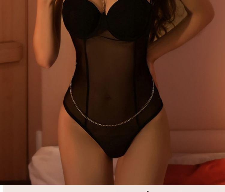 Plain Mesh Teddy / Stockings / Gloves  / Set Product Image
