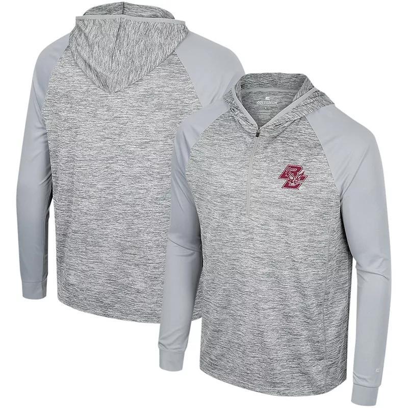 Mens Colosseum Gray Virginia Tech Hokies Cybernetic Raglan Quarter-Zip Hooded Top Product Image