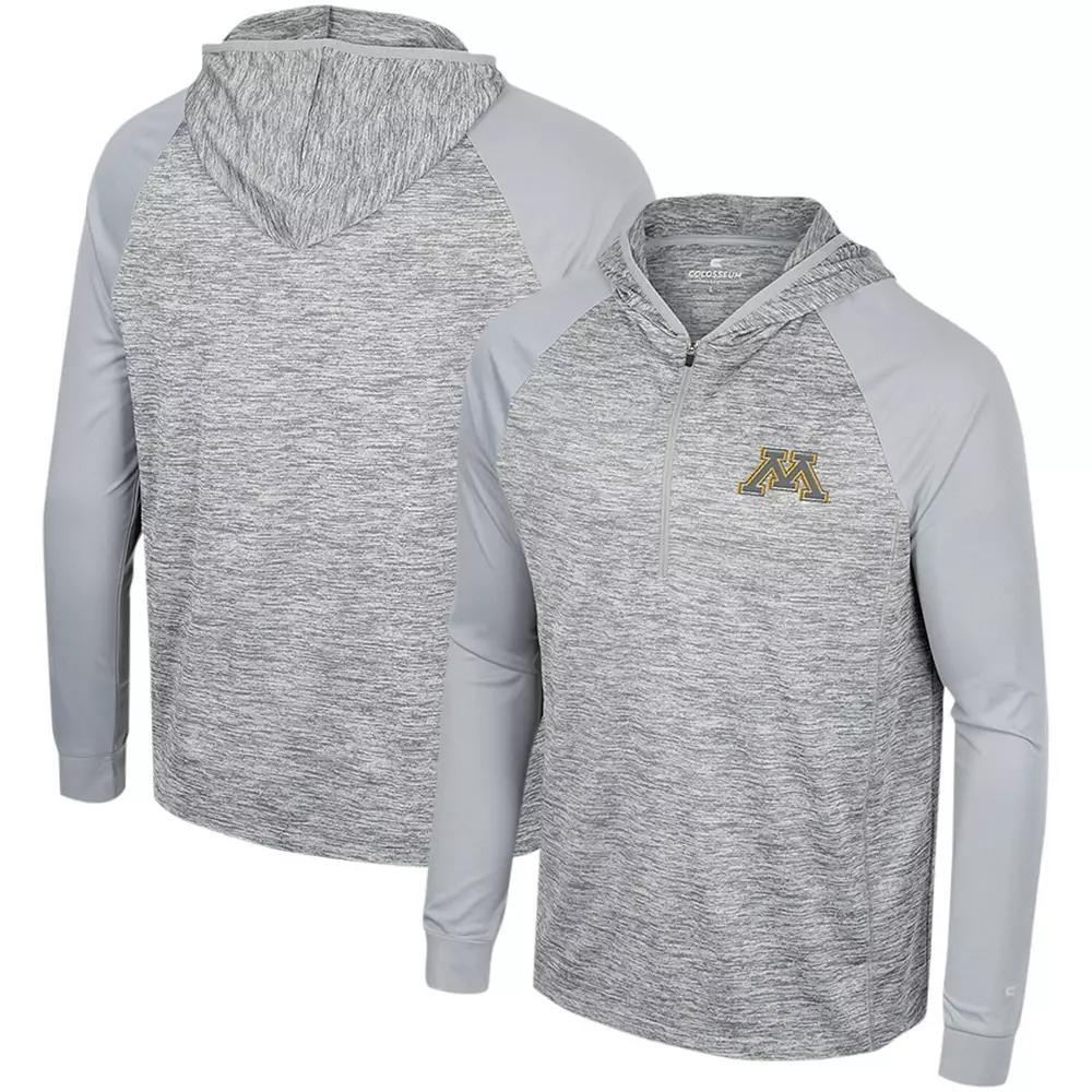 Men's Colosseum Gray Boston College Eagles Cybernetic Raglan Quarter-Zip Hooded Top, Size: XL, Grey Product Image