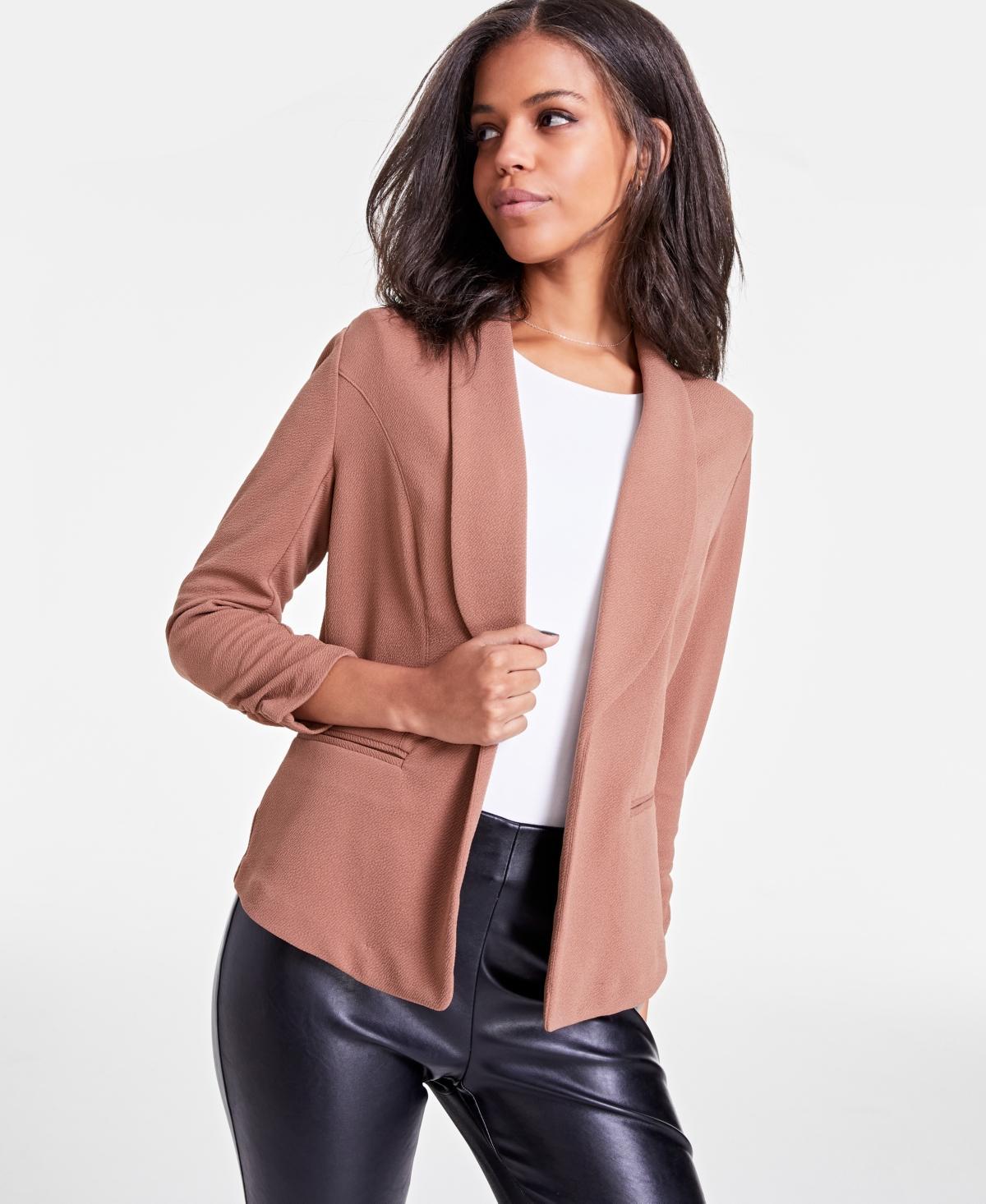 Bar Iii Womens Ruched 3/4-Sleeve Knit Blazer, Created for Macys Product Image