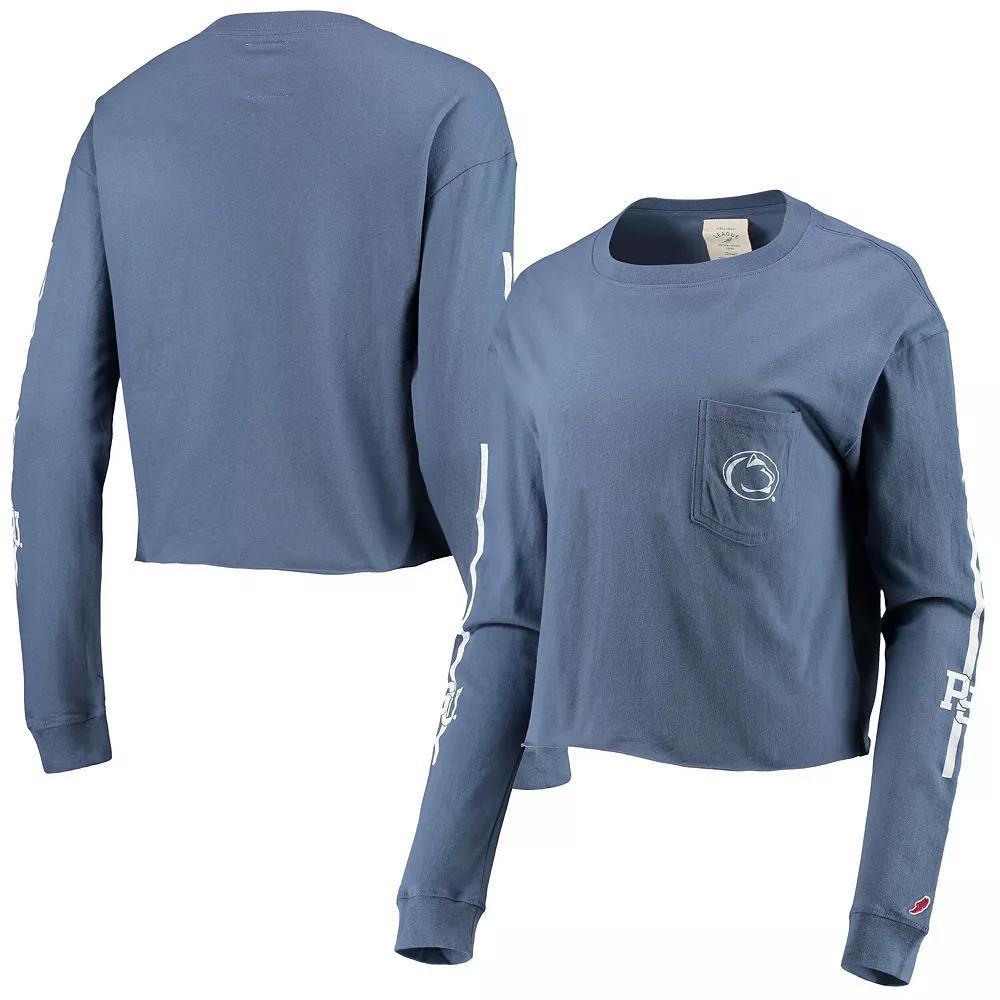 Women's League Collegiate Wear Navy Penn State Nittany Lions Clothesline Cotton Midi Crop Long Sleeve T-Shirt, Size: Large, Blue Product Image