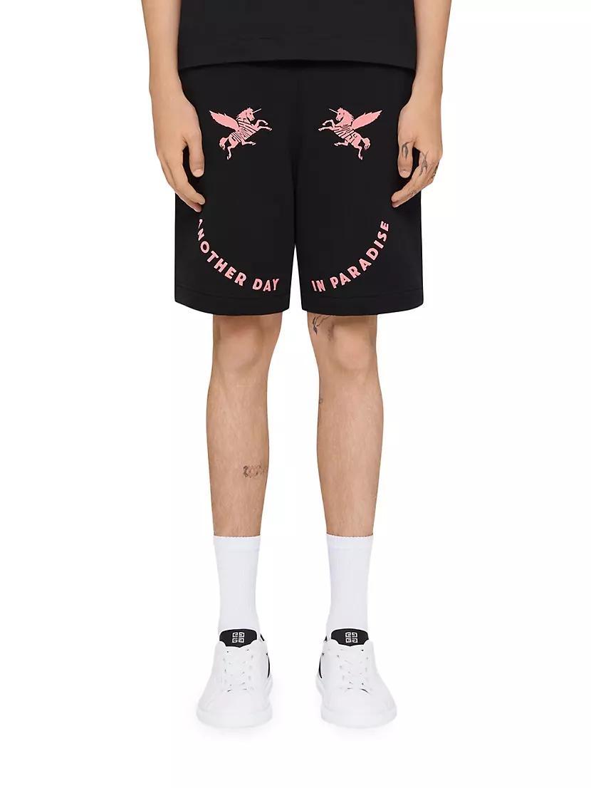 Bermuda Shorts in Fleece with Unicorns Embroidery Product Image