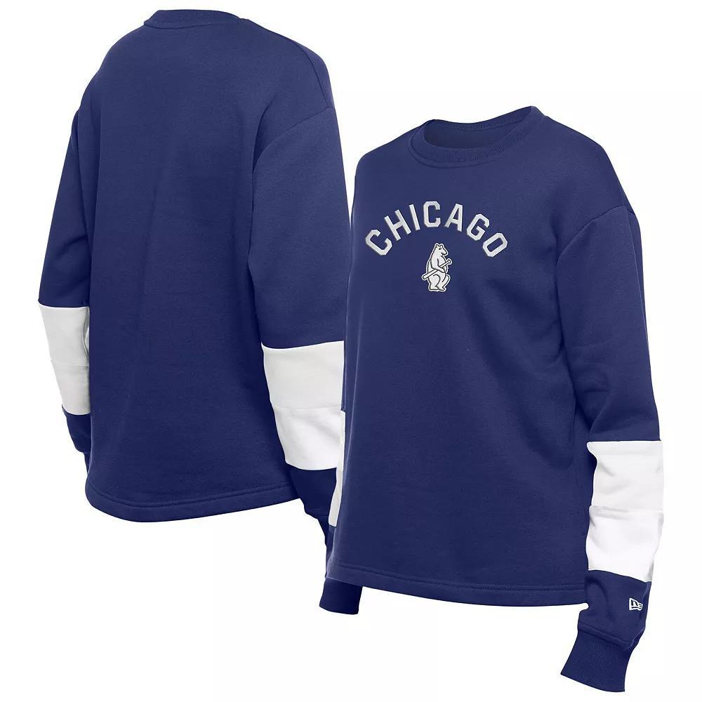 Women's New Era  Navy Chicago Cubs Game Day Color Pullover Sweatshirt, Size: XS, Blue Product Image