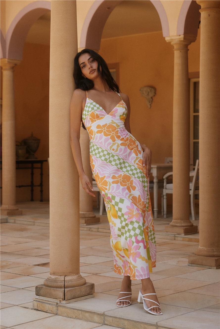 Retro Bloom Maxi Dress Green Product Image