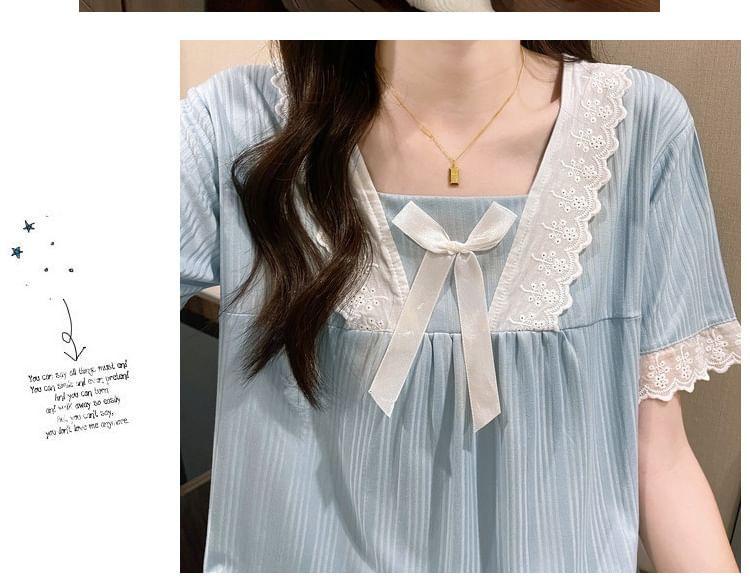 Lace Trim Pajama Set Product Image