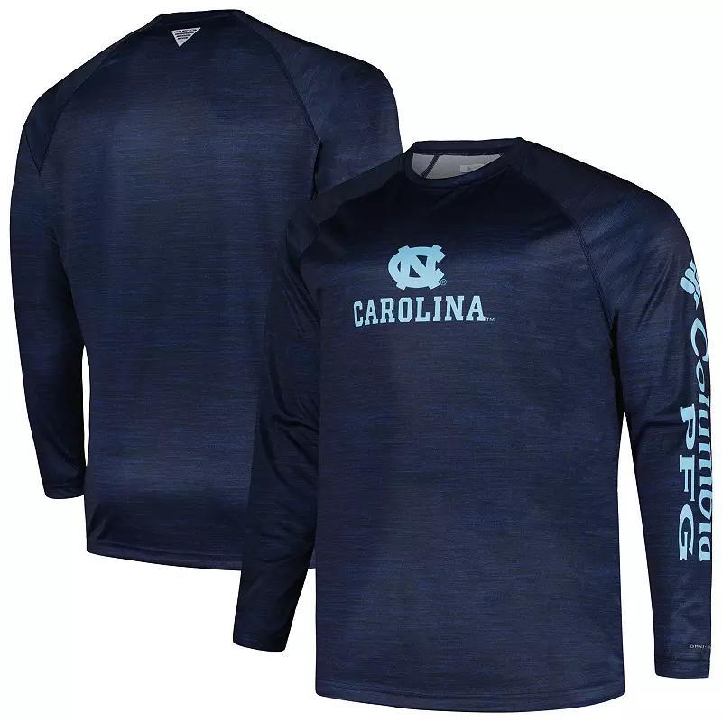 Mens Columbia North Carolina Tar Heels Big & Tall Terminal Tackle Raglan Omni-Shade Long Sleeve T-Shirt Blue Product Image