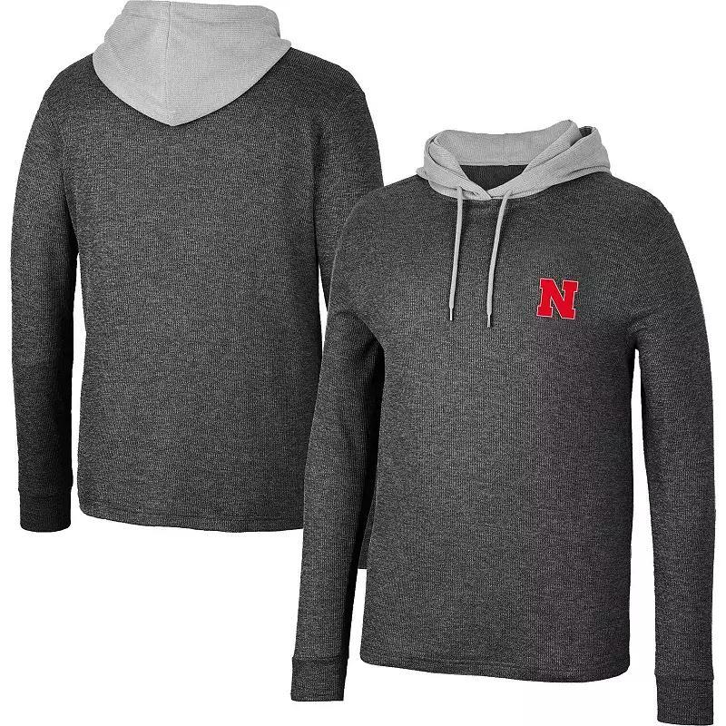 Men's Colosseum Black Air Force Falcons Ballot Waffle-Knit Thermal Long Sleeve Hoodie T-Shirt, Size: Medium, Afa Black Product Image