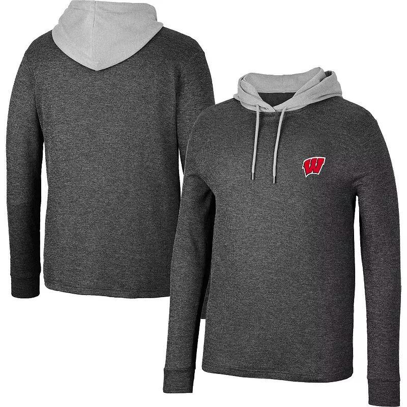 Men's Colosseum Black Air Force Falcons Ballot Waffle-Knit Thermal Long Sleeve Hoodie T-Shirt, Size: Medium, Afa Black Product Image
