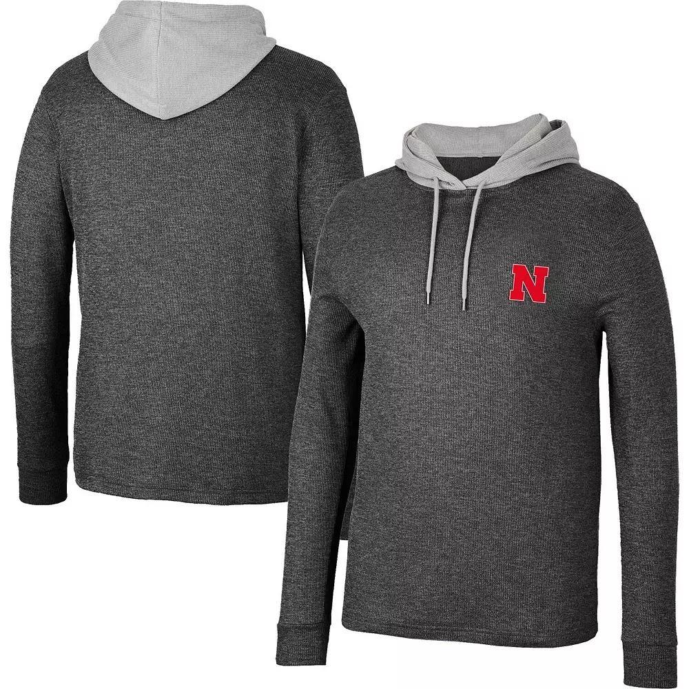 Men's Colosseum Black Air Force Falcons Ballot Waffle-Knit Thermal Long Sleeve Hoodie T-Shirt, Size: Medium, Afa Black Product Image